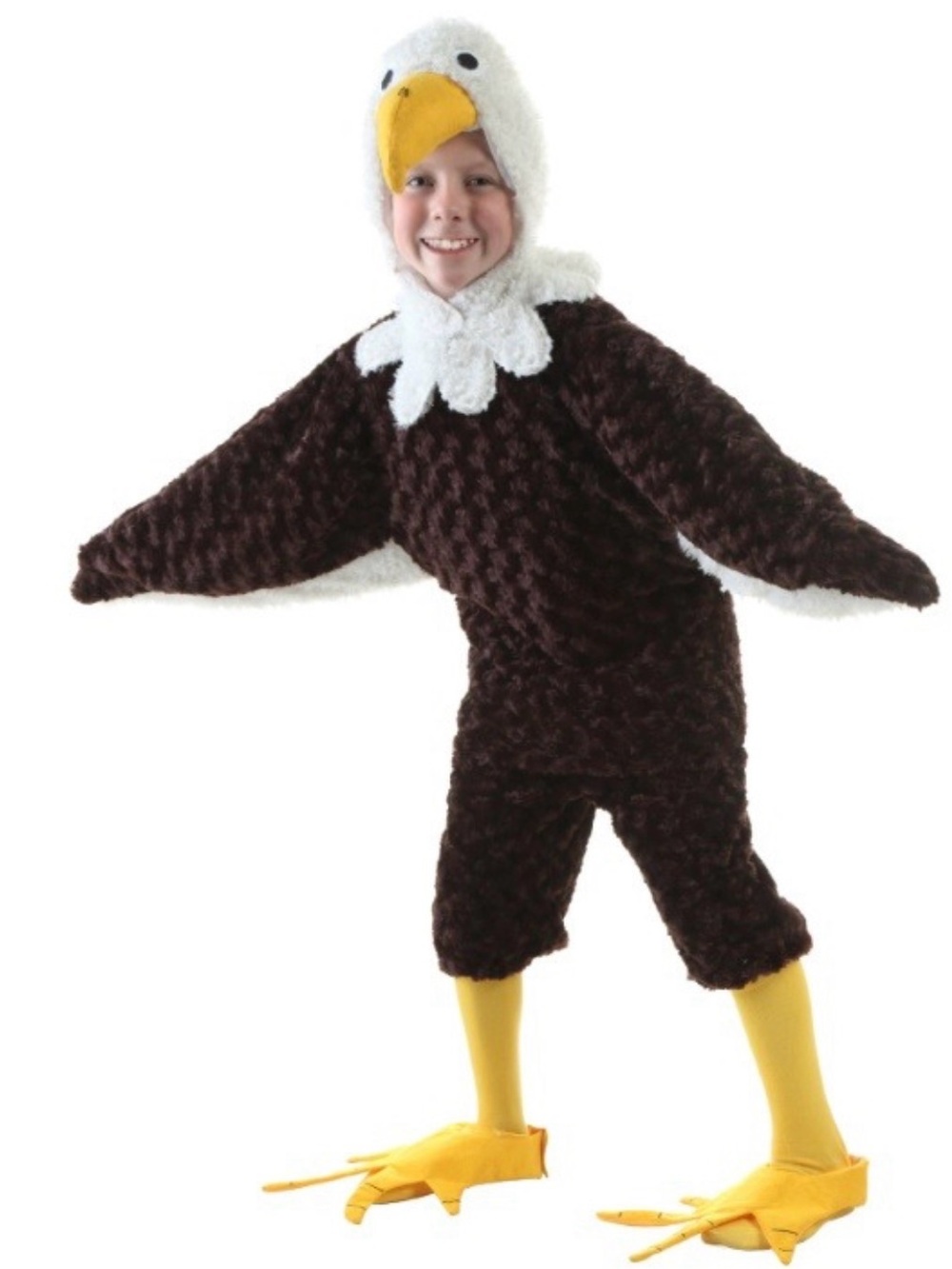 Kids Brown & White Eagle Costume with Yellow Beak and Feet